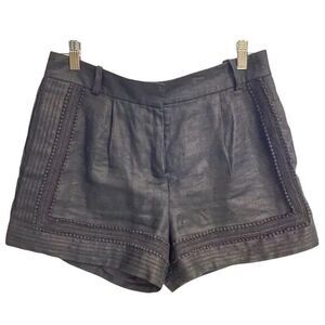 J.Crew Shorts Linen Pom Pom Charcoal Black 4